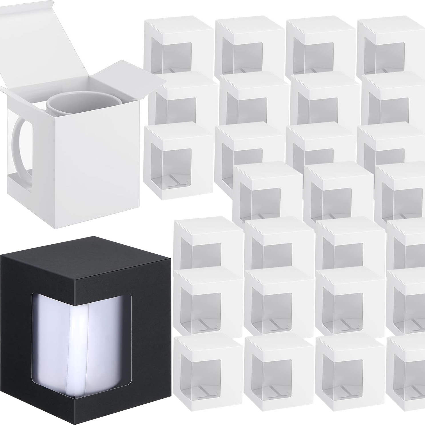 Sublimation Mug Blank - 12แพ็คกล่องของขวัญสําหรับแก้วระเหิด,แก้วกาแฟกล่องหน้าต่าง,กล่องบรรจุภัณฑ์ของขวัญสําหรับช่องว่างระเหิด