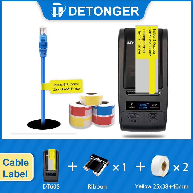 Commercial Ribbon Printing Machine - DETONGER DT60S แบบพกพาความร้อนการพิมพ์สำหรับกลางแจ้ง300Dpi สายริบบิ้นเครื่องพิมพ์ Android IOS